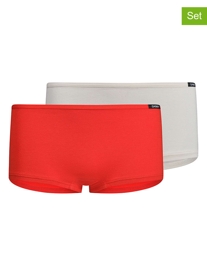 Skiny Pełne majtki (2 pary) w kolorze kremowym i czerwonym rozmiar: 152