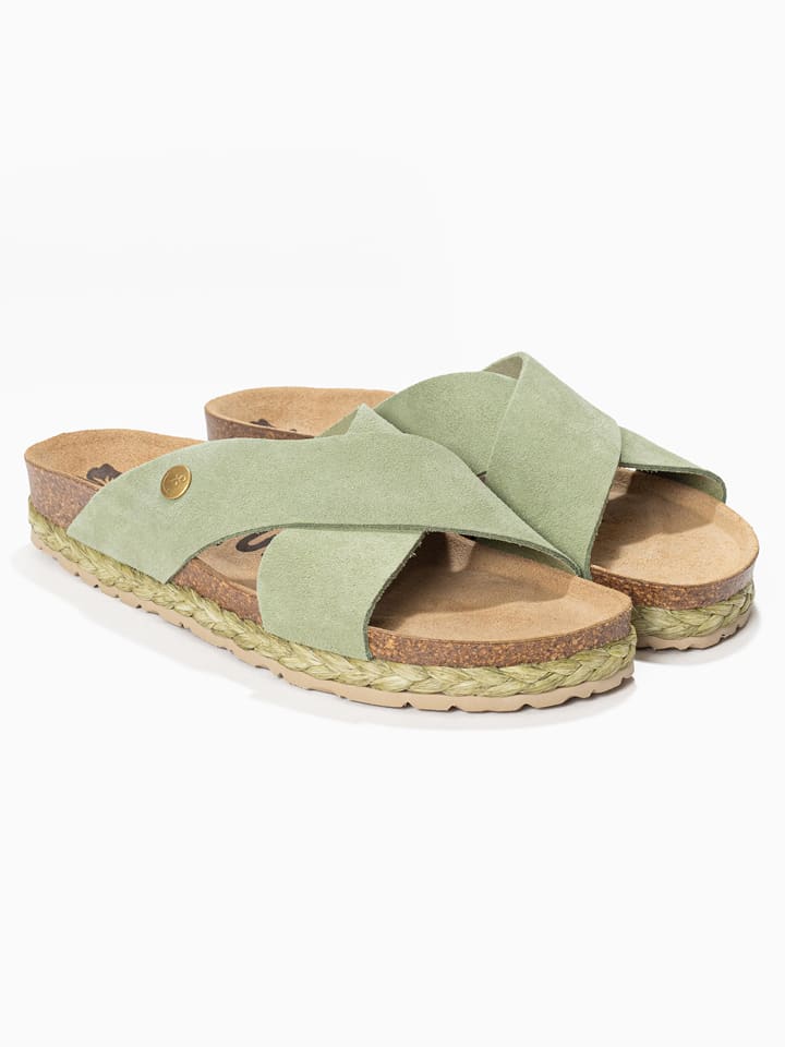 BAYTON Skórzane klapki "Burgos" w kolorze jasnozielonym rozmiar: 40