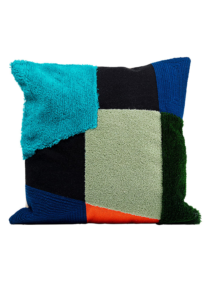 Kare Poduszka "Rectangle" w kolorze czarno-niebiesko-zielonym - 45 x 45 cm rozmiar: onesize