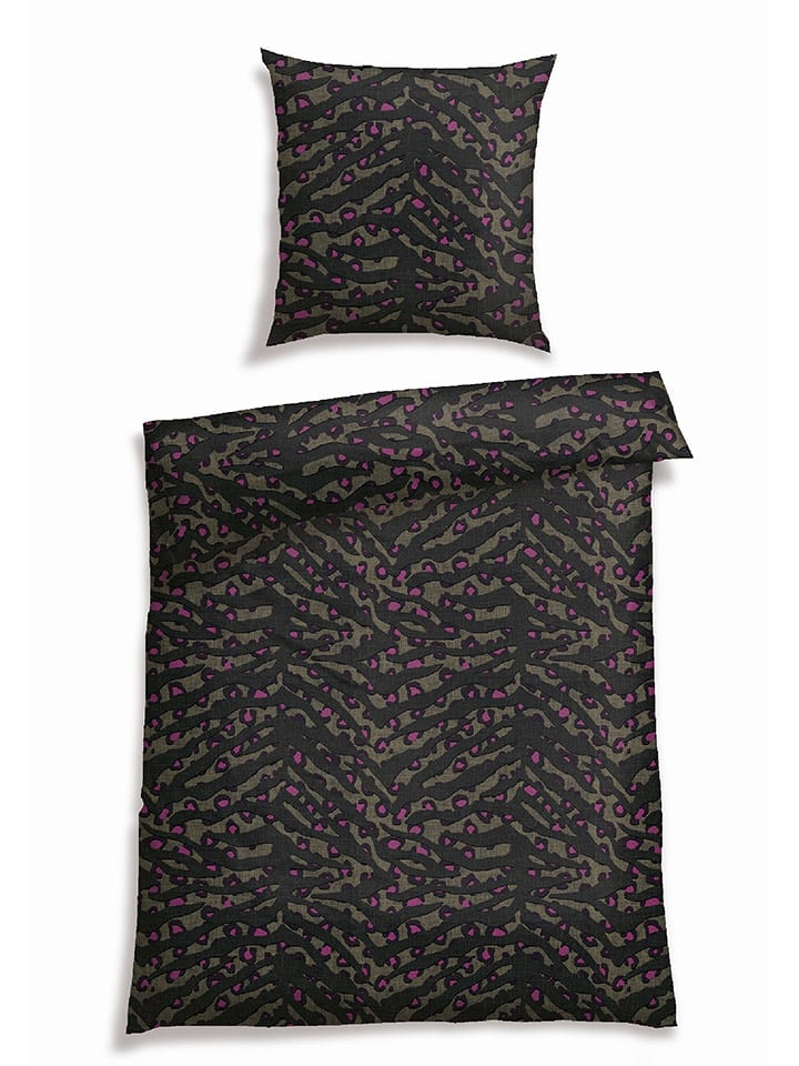 Schiesser Komplet pościeli renforcé "Roan" w kolorze jasnoróżowo-czarnym rozmiar: 155x220 cm