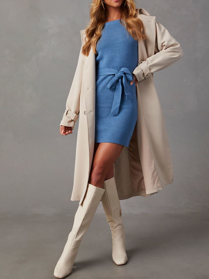 Milan Kiss Sukienka dzianinowa w kolorze błękitnym rozmiar: L