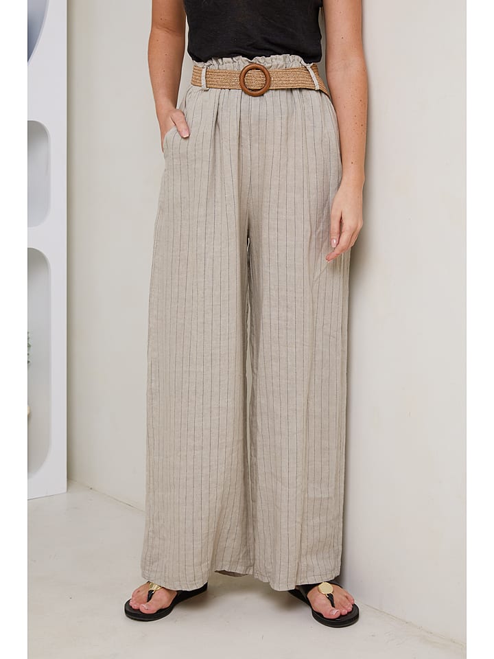 Rodier Lin Lniane spodnie w kolorze beżowym rozmiar: L/XL