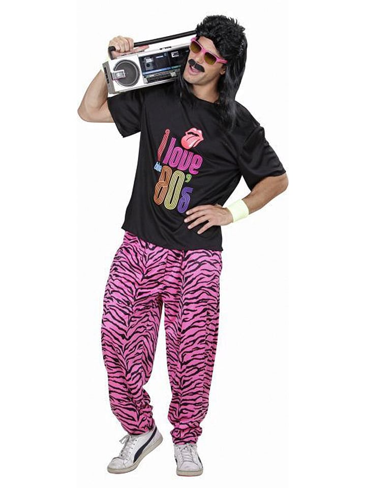 Carnival Party 2-częściowy kostium "80s Fashion" w kolorze czarno-jasnoróżowym rozmiar: XXL