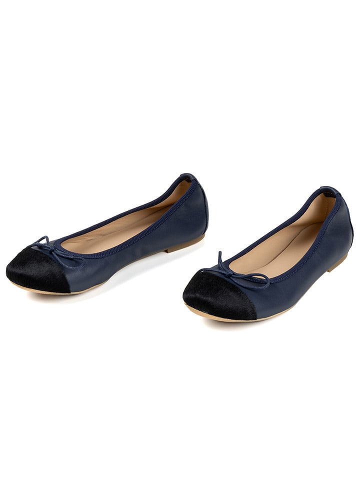Anna Morellini Skórzane baleriny "Fabella" w kolorze granatowym rozmiar: 38