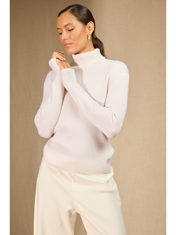 Perfect Cashmere Kaszmirowy golf "Elly" w kolorze kremowym rozmiar: M