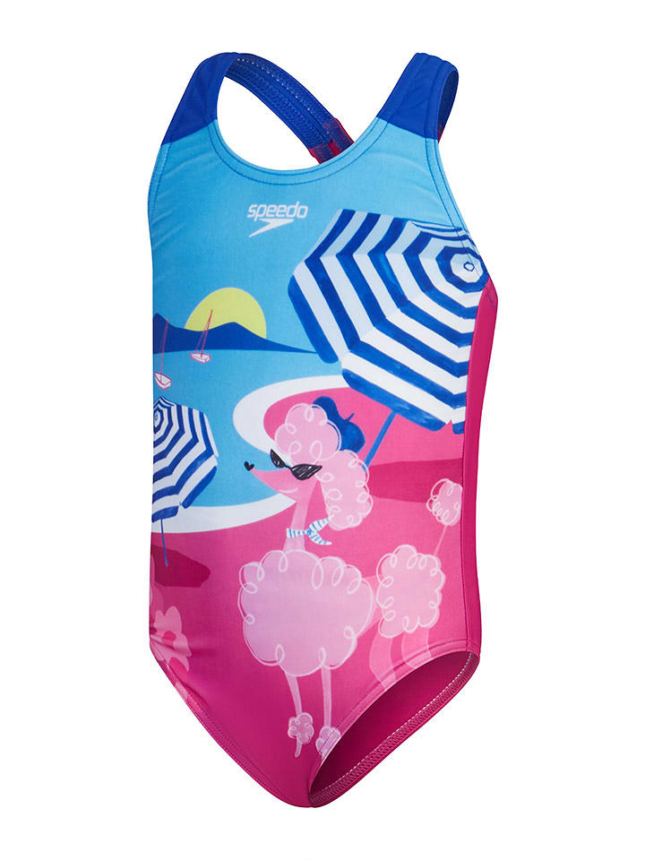 Speedo Strój kąpielowy "Eco Dig" w kolorze różowo-niebieskim rozmiar: 98