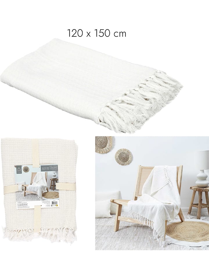 Rétro Chic Pled w kolorze białym - 150 x 120 cm rozmiar: onesize