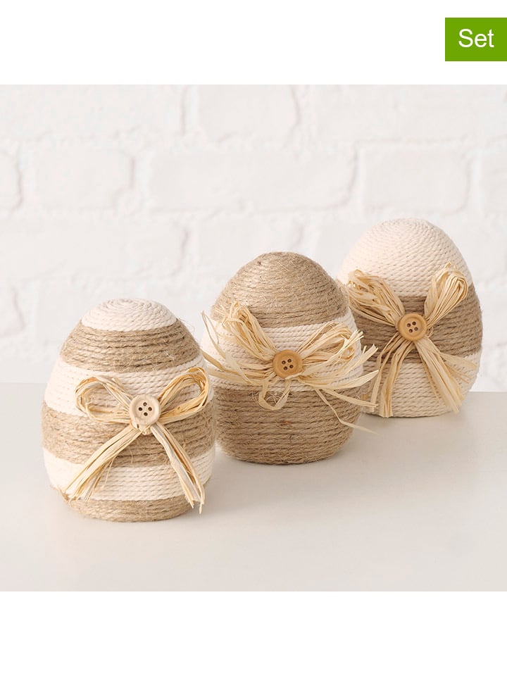 Boltze Dekoracje (3 szt.) "Nalio" w kolorze kremowo-jasnobrązowym - wys. 11 cm rozmiar: onesize