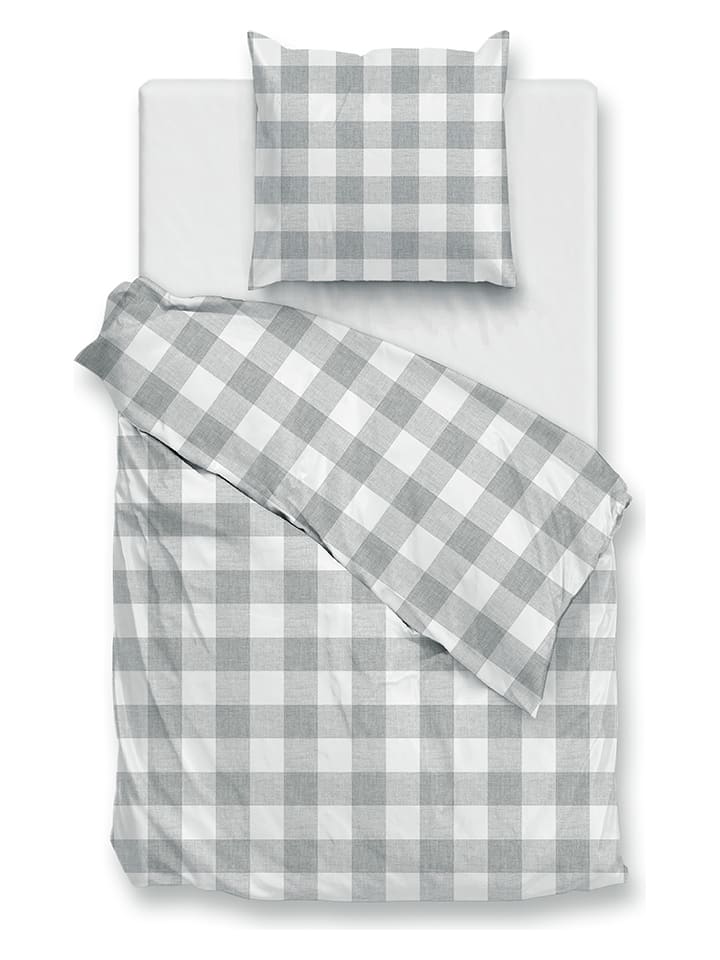 Zo!Home Komplet pościeli "Quattro di Lino" w kolorze biało-jasnoszarym rozmiar: 155x220 cm