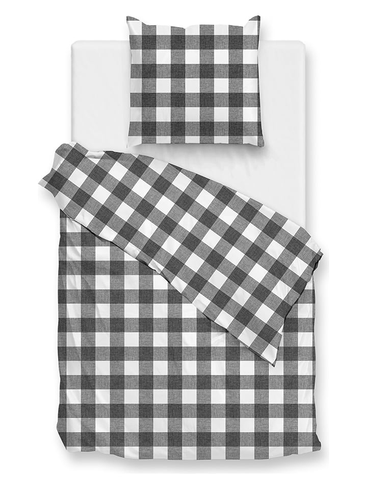 Zo!Home Komplet pościeli "Quattro di Lino" w kolorze biało-czarnym rozmiar: 200x220 cm
