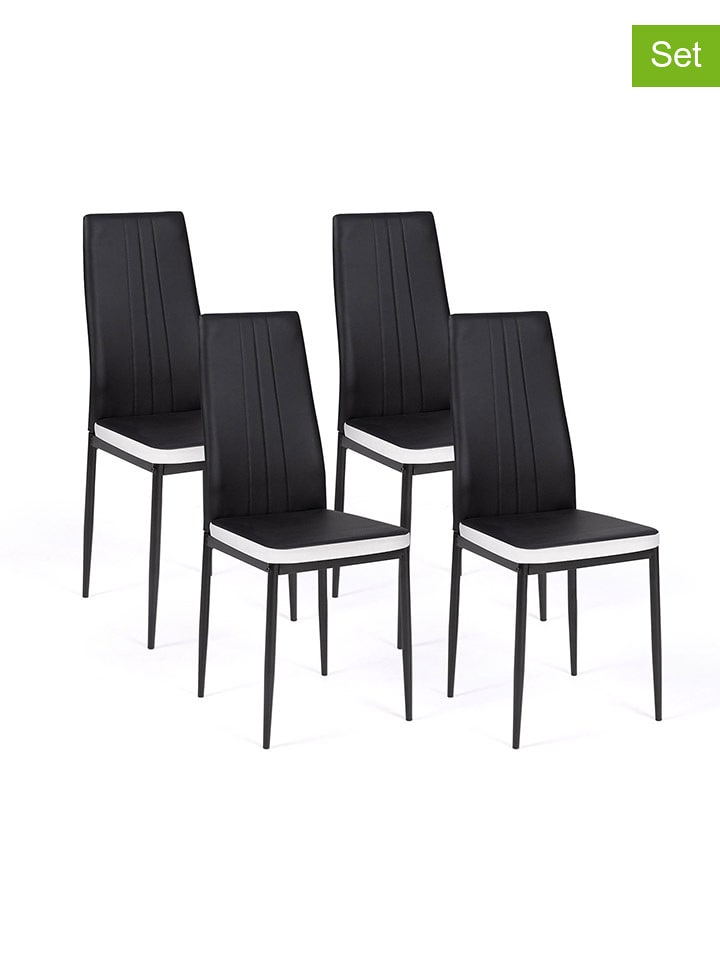 IDOMYA Factory Krzesła (4 szt.) w kolorze czarno-białym do jadalni - 41,5 x 96 x 39 cm rozmiar: onesize