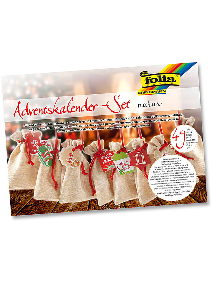 folia PAPER Zestaw w kolorze beżowo-czerwonym do wykonania kalendarza adwentowego rozmiar: onesize