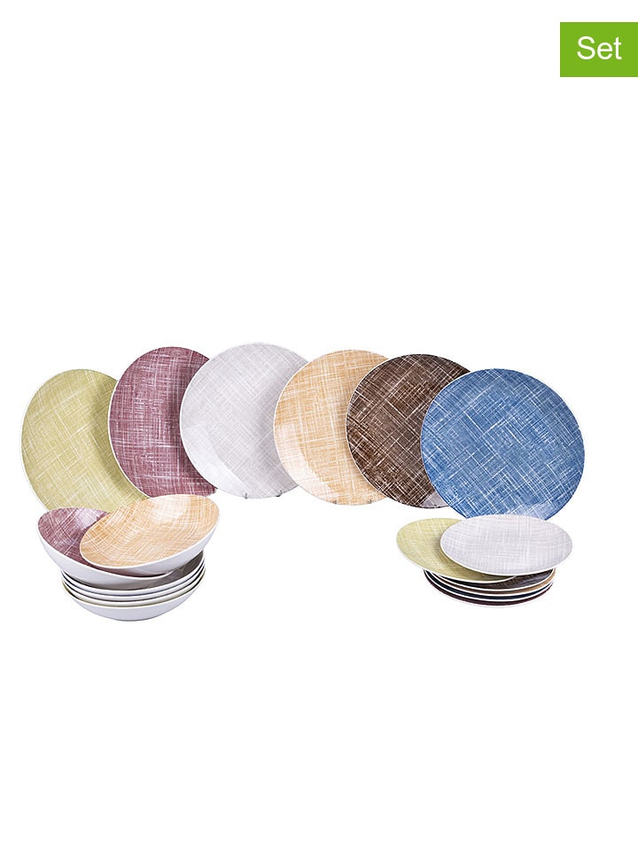Villa d´Este 18-częściowy zestaw talerzy "Texture" w różnych kolorach rozmiar: onesize