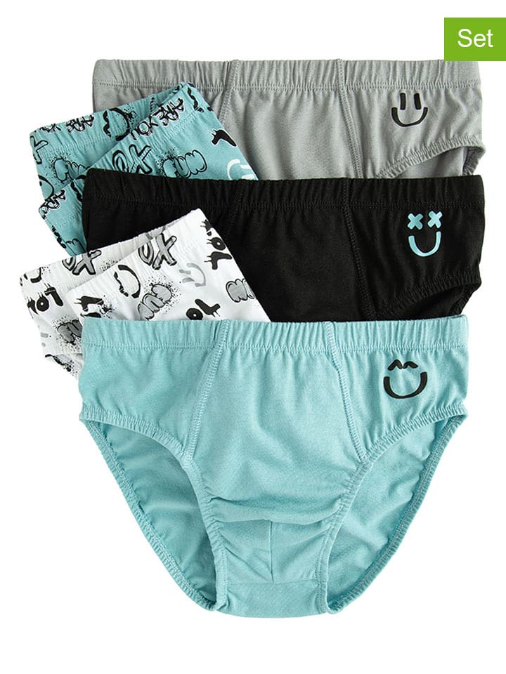 COOL CLUB Slipki (5 par) w kolorze błękitno-czarnym rozmiar: 134/140