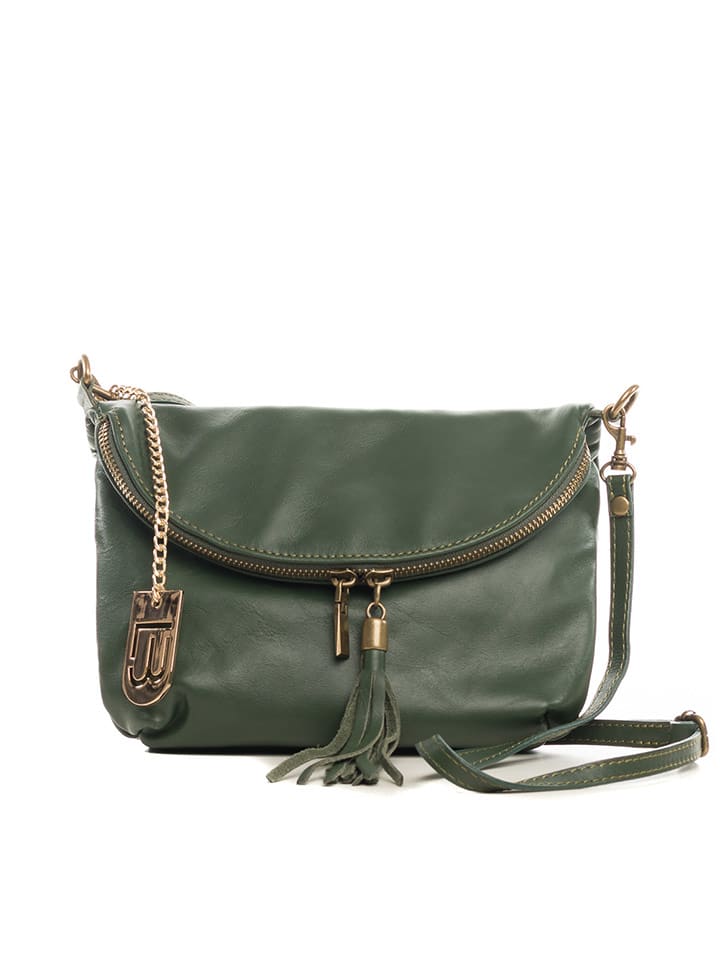 Lucca Baldi Skórzana torebka "Cetona" w kolorze ciemnozielonym - 24 x 18 x 4 cm rozmiar: onesize