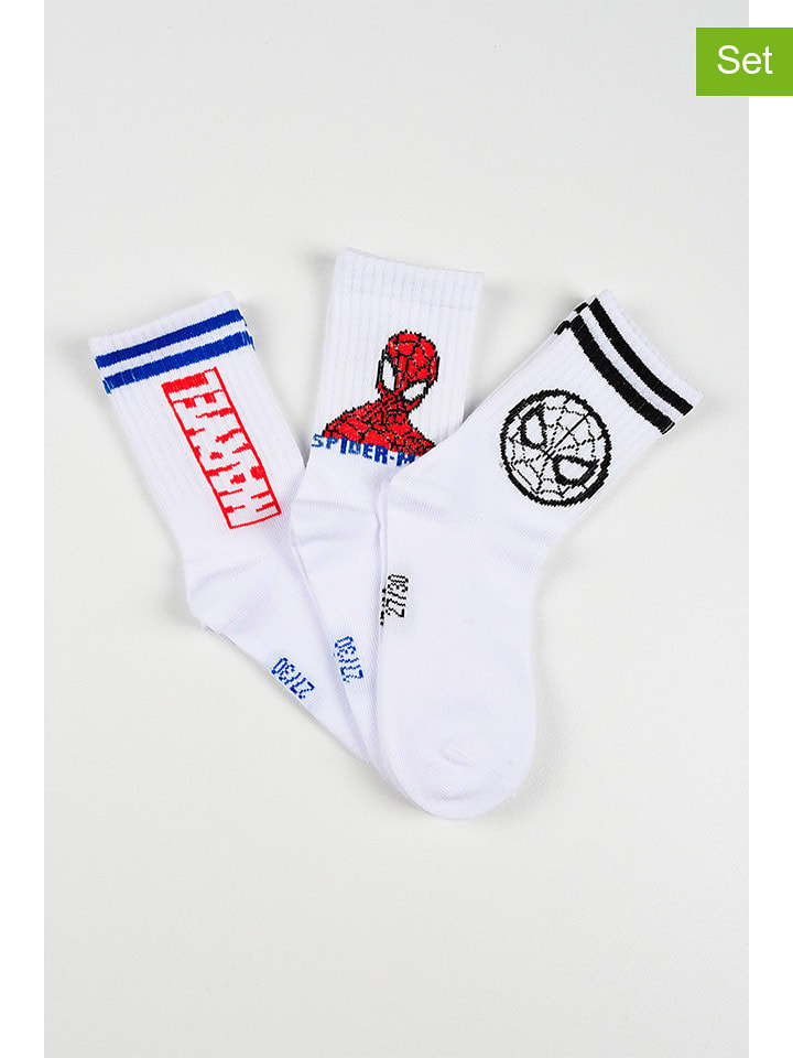 Spiderman Skarpety (3 pary) "Spider-Man" w kolorze białym rozmiar: 31-34