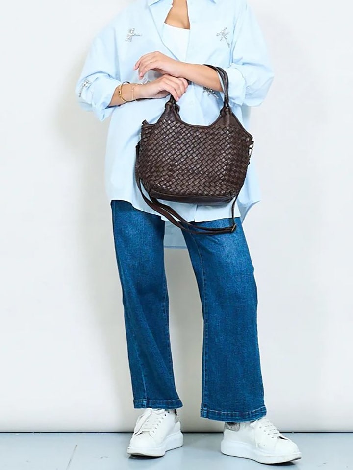 Amara Skórzana torebka "Clotilda" w kolorze brązowym - 34 x 22 x 8 cm rozmiar: onesize