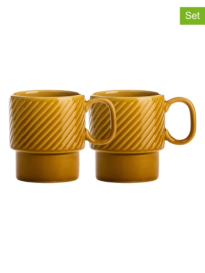 Sagaform Kubki (2 szt.) "Coffee & More" w kolorze żółtym do kawy - 300 ml rozmiar: onesize