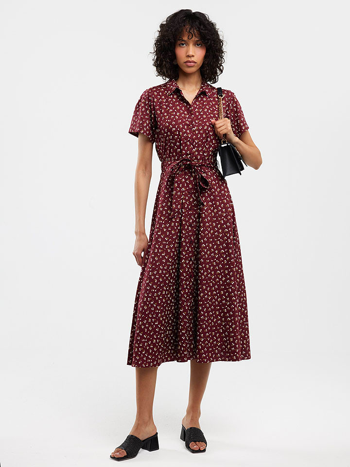 BIG STAR Sukienka "Nahai" w kolorze bordowym rozmiar: L