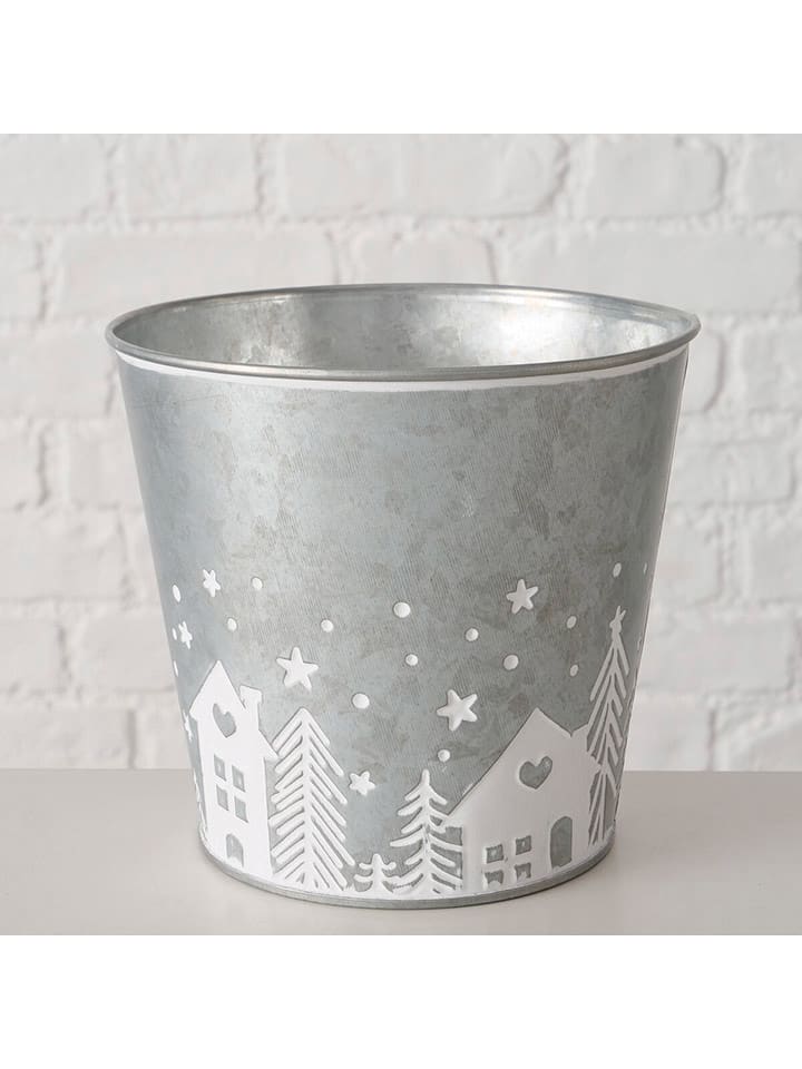 Boltze Osłonka "Skagen" w kolorze jasnoszarym na doniczkę - wys. 13,5 cm rozmiar: onesize