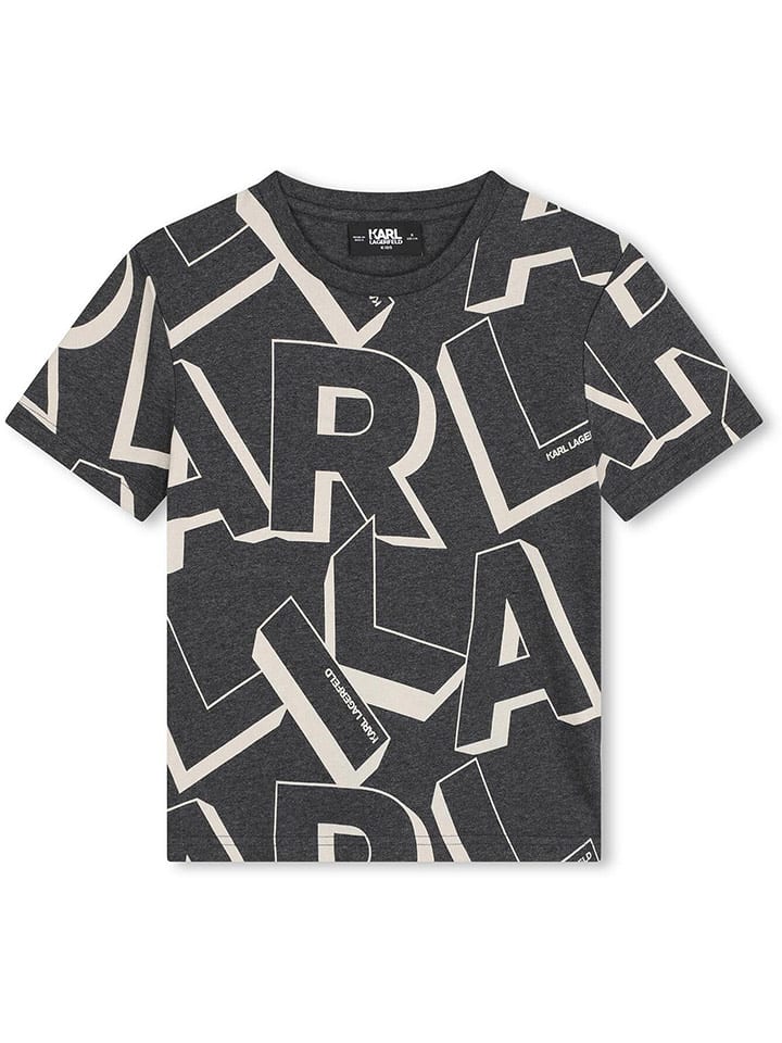 Karl Lagerfeld Kids Koszulka w kolorze antracytowo-kremowym rozmiar: 164