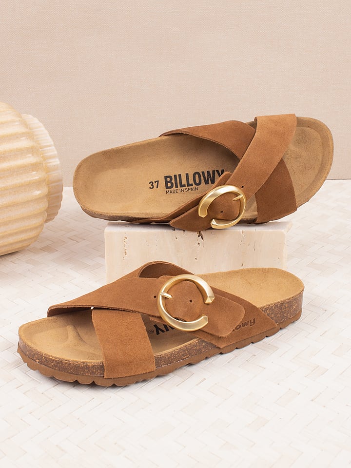 billowy Skórzane klapki w kolorze jasnobrązowym rozmiar: 41