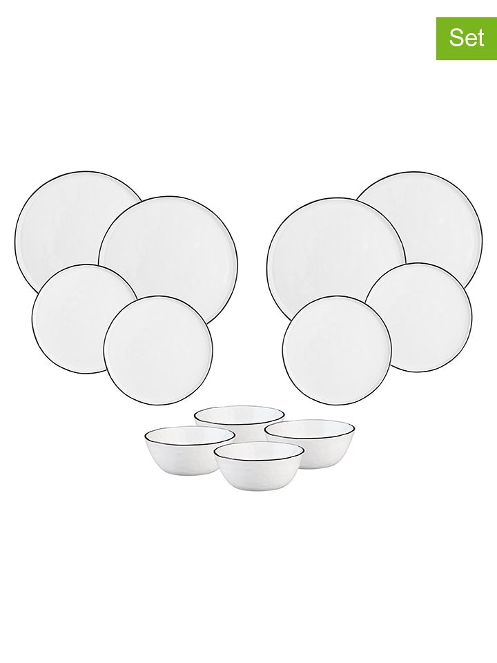 Björn 12-częściowy zestaw talerzy "Pure" w kolorze biało-czarnym rozmiar: onesize