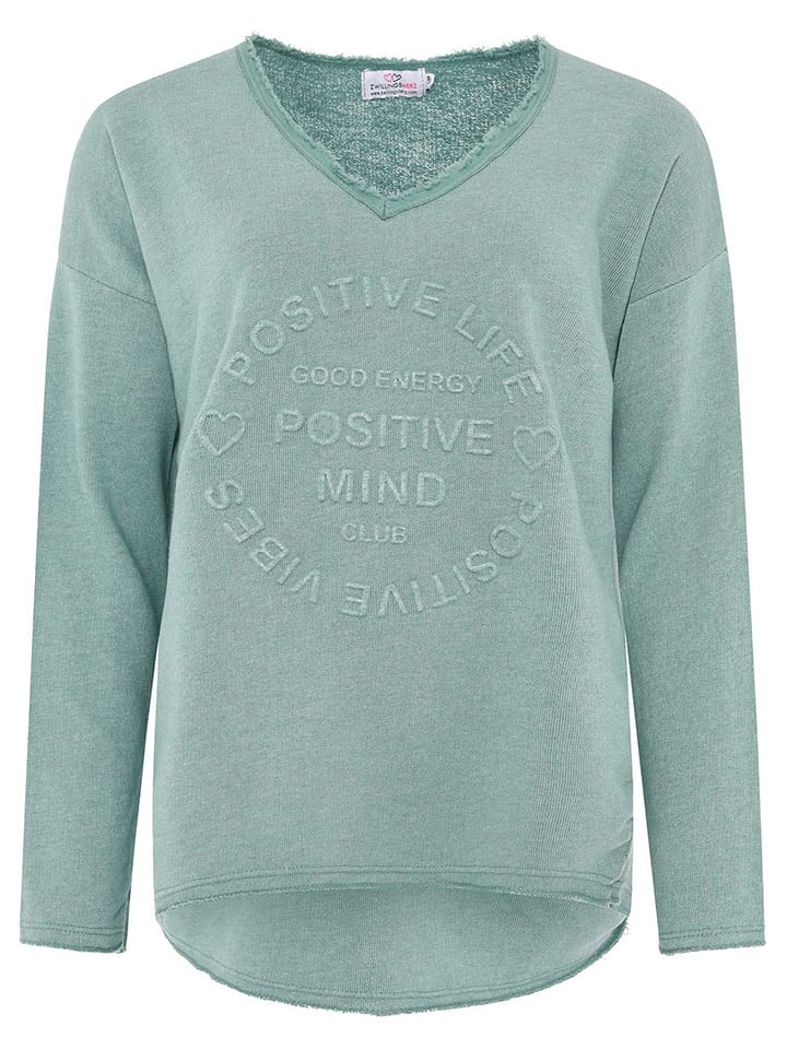 Zwillingsherz Bluza "Positive Mind" w kolorze zielonym rozmiar: S/M