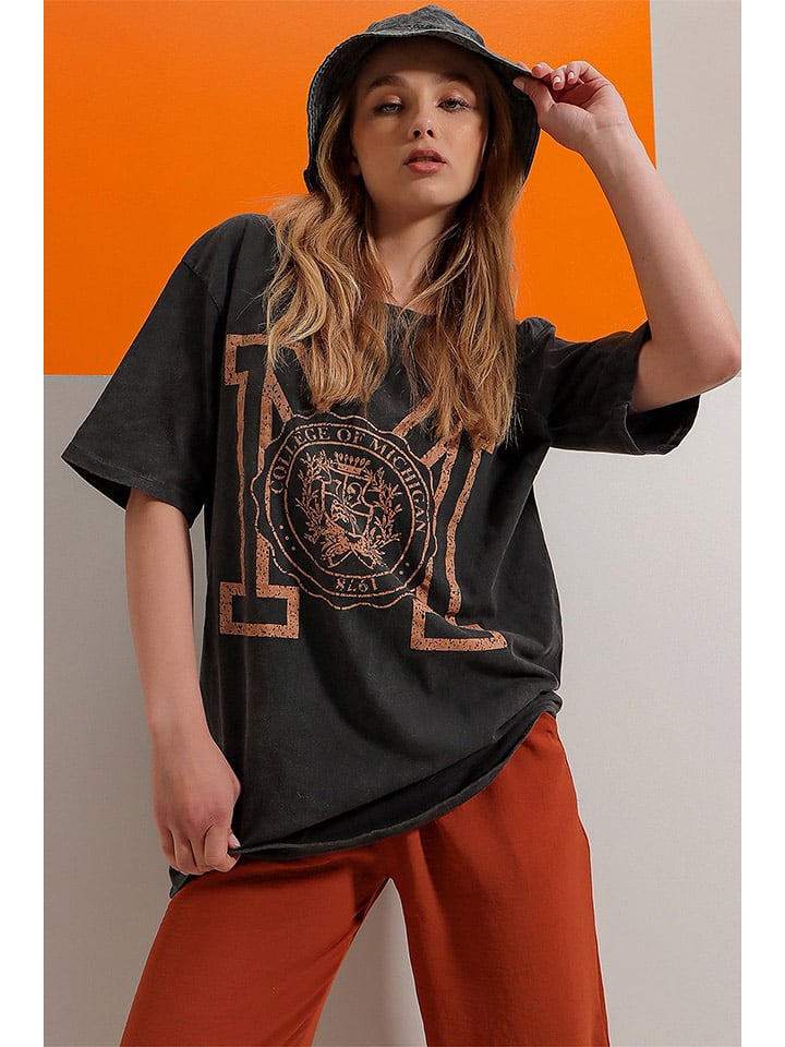 trendyol Koszulka w kolorze antracytowym rozmiar: 36