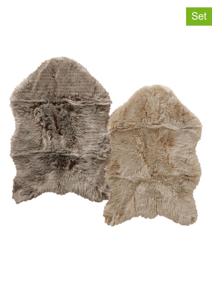 Boltze Futra dekoracyjne (2 szt.) "Josy" w kolorze jasnobrązowo-szarym - dł. 90 cm rozmiar: onesize