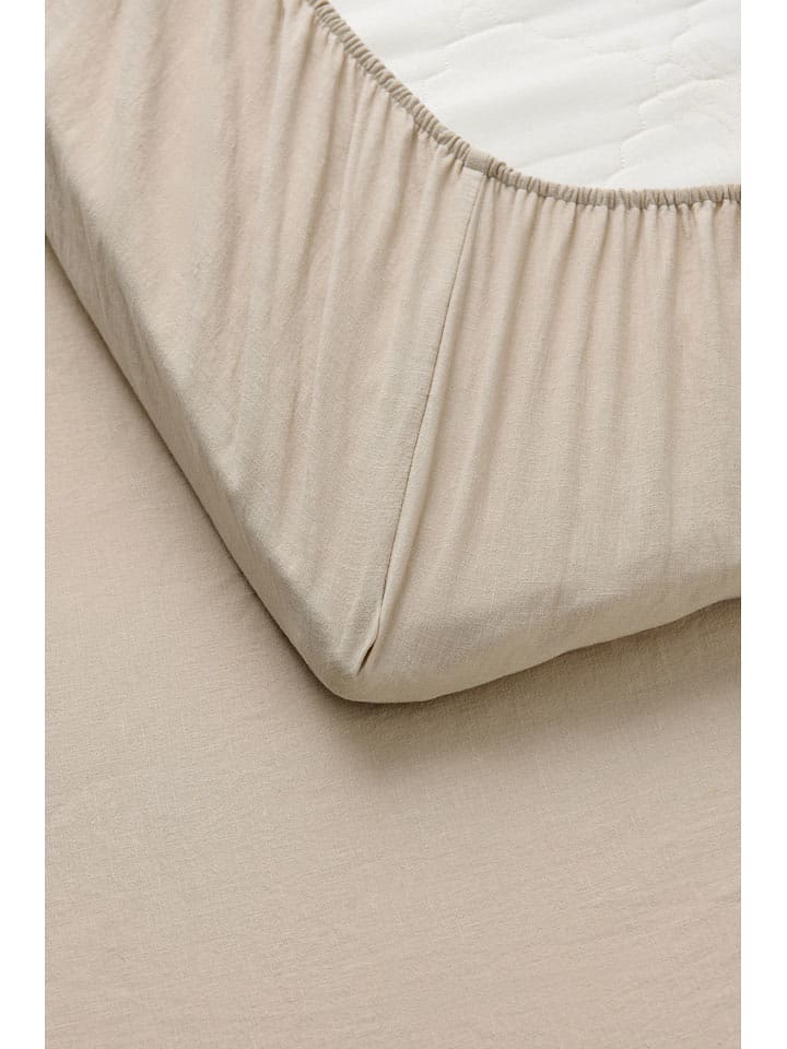 Ellos Home Prześcieradło "Elly" w kolorze beżowym na gumce rozmiar: 90x200 cm