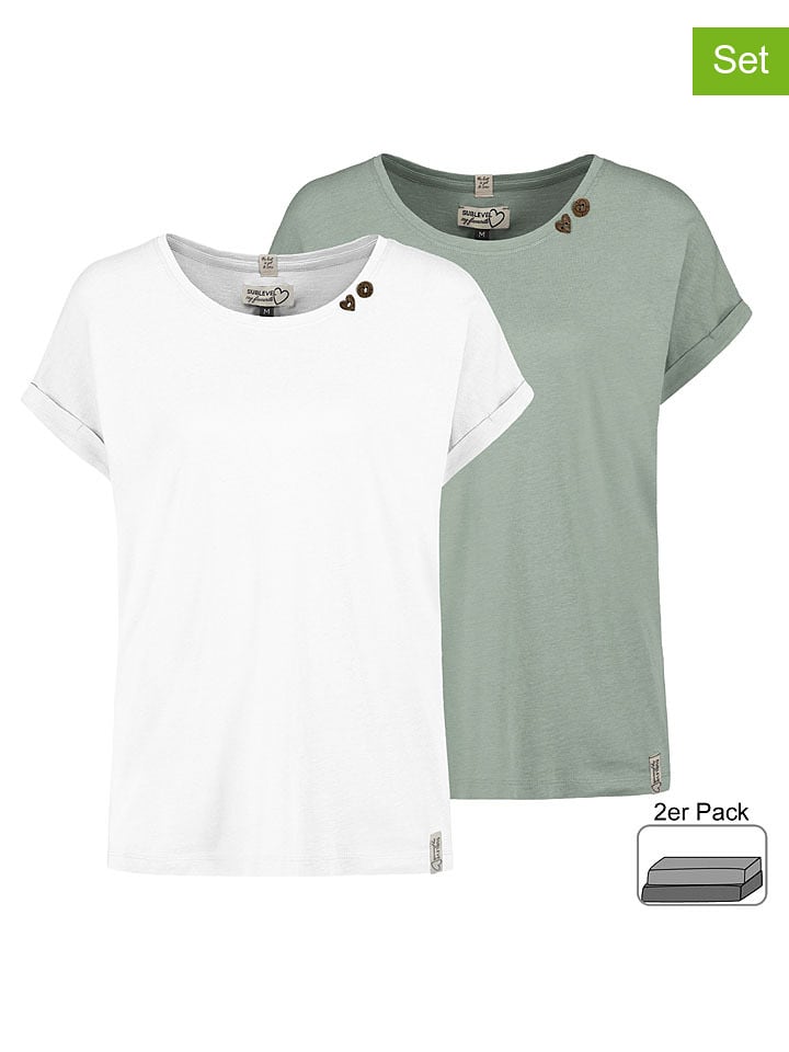 Sublevel Koszulki (2 szt.) w kolorze białym i miętowym rozmiar: S