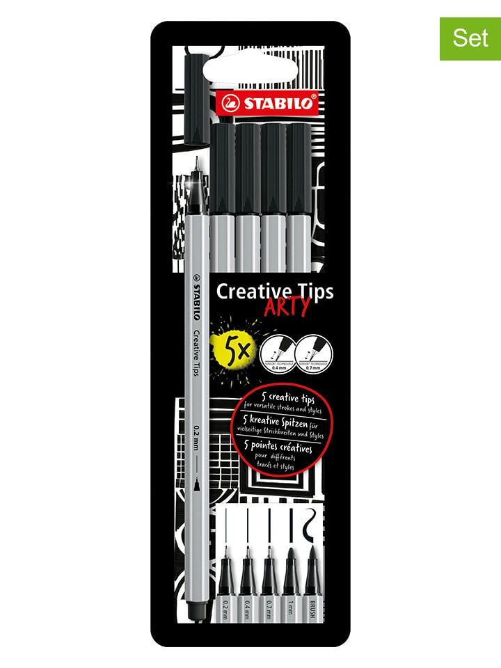 STABILO Cienkopisy (10 szt.) "STABILO Creative Tips ARTY" w kolorze czarnym rozmiar: onesize