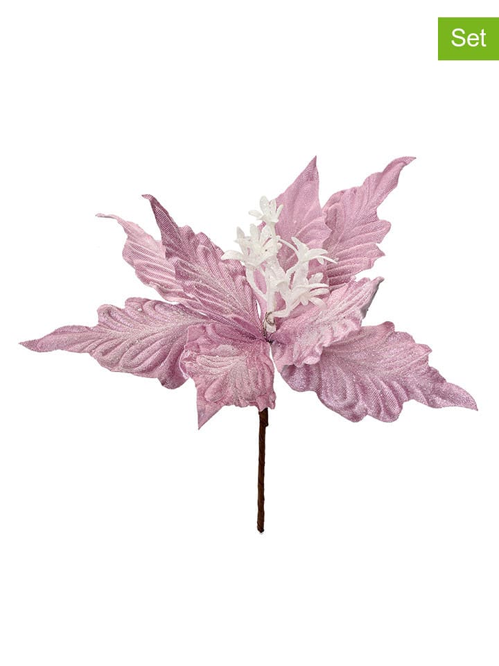 Clayre & Eef Rośliny dekoracyjne (2 szt.) w kolorze jasnoróżowym - wys. 30 cm rozmiar: onesize