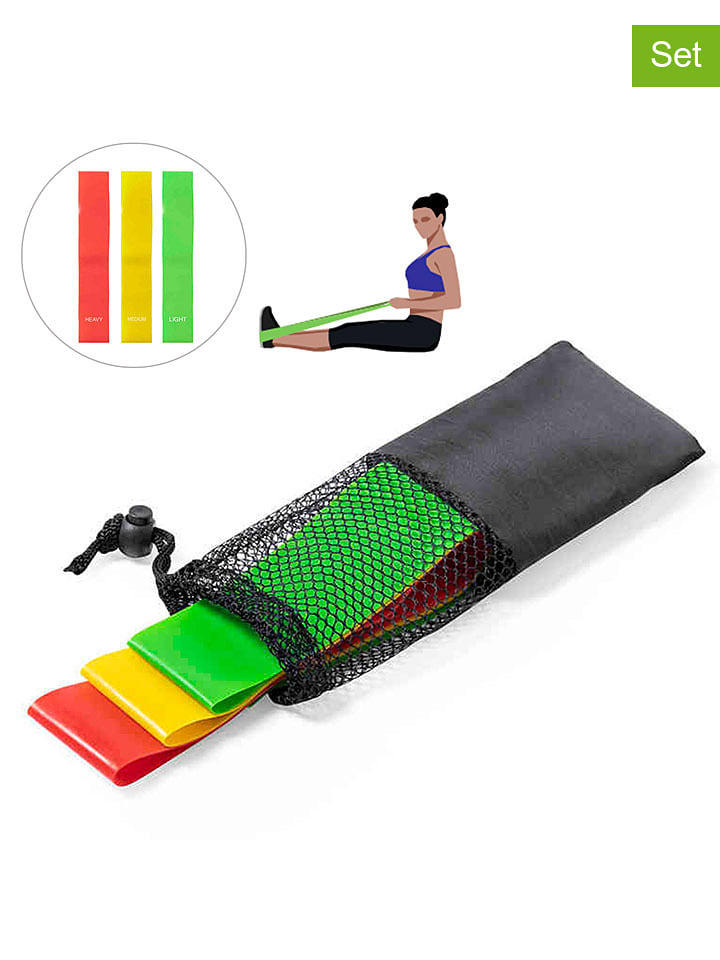 DAM Gumy (3 szt.) w kolorze czerwonym, żółtym i zielonym do ćwiczeń - dł. 30cm rozmiar: onesize