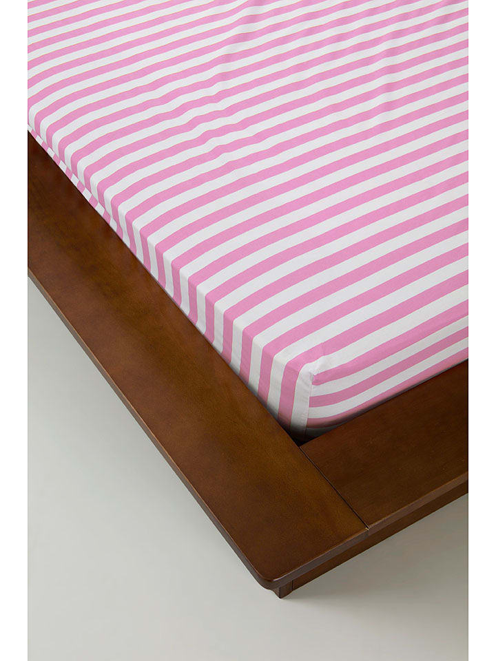 Jotex Prześcieradło "Kayo" w kolorze różowym na gumce rozmiar: 90x200 cm