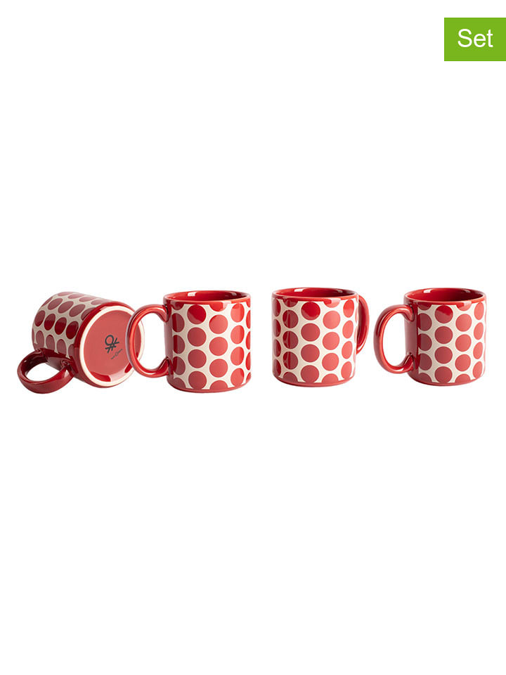Benetton Kubki (4 szt.) w kolorze czerwonym - 360 ml rozmiar: onesize