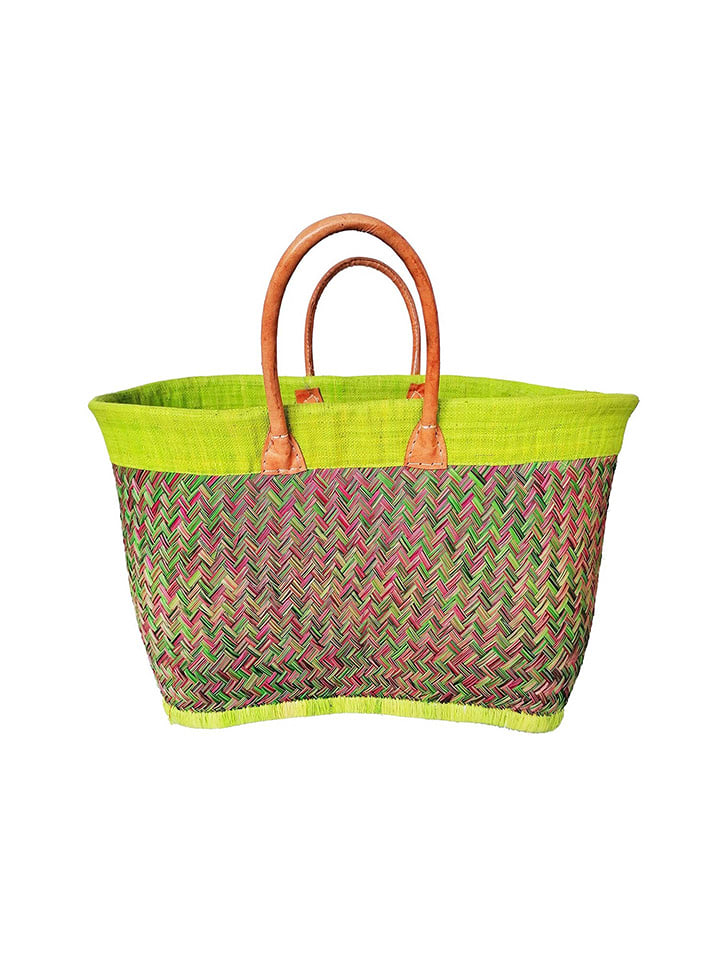 Le Comptoir de la Plage Torba plażowa "Antaly" w kolorze zielono-różowym - 56 x 30 x 23 cm rozmiar: onesize