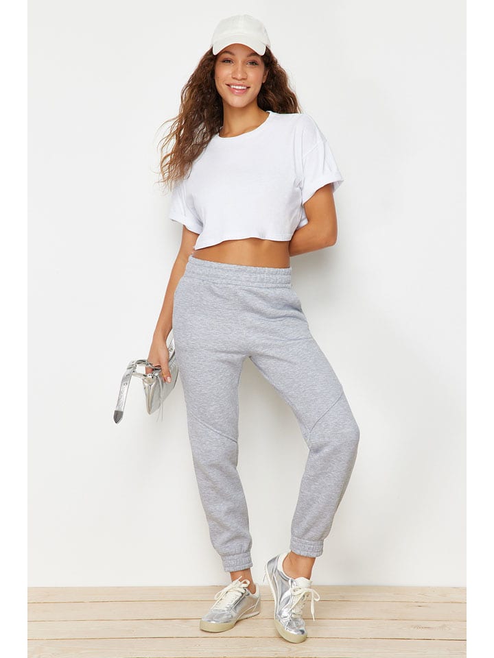 trendyol Spodnie dresowe w kolorze szarym rozmiar: XS