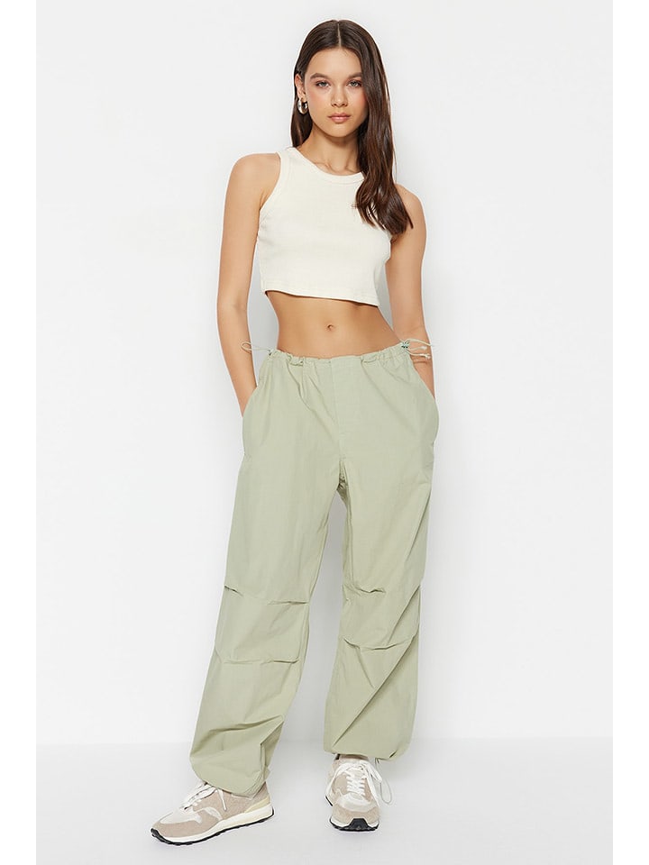 trendyol Spodnie w kolorze jasnozielonym rozmiar: 34