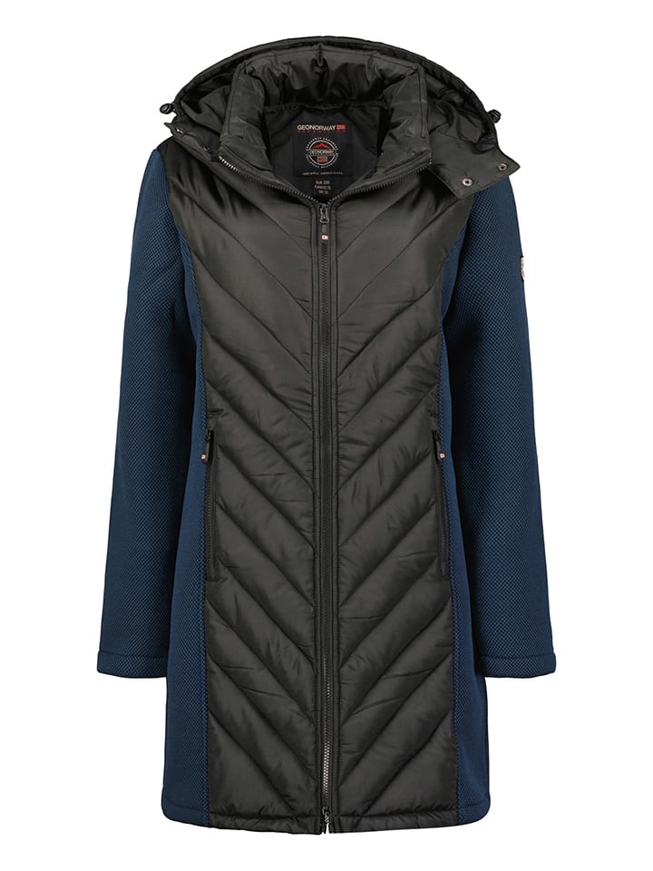 Geographical Norway Płaszcz pikowany "Bihac" w kolorze czarno-granatowym rozmiar: M