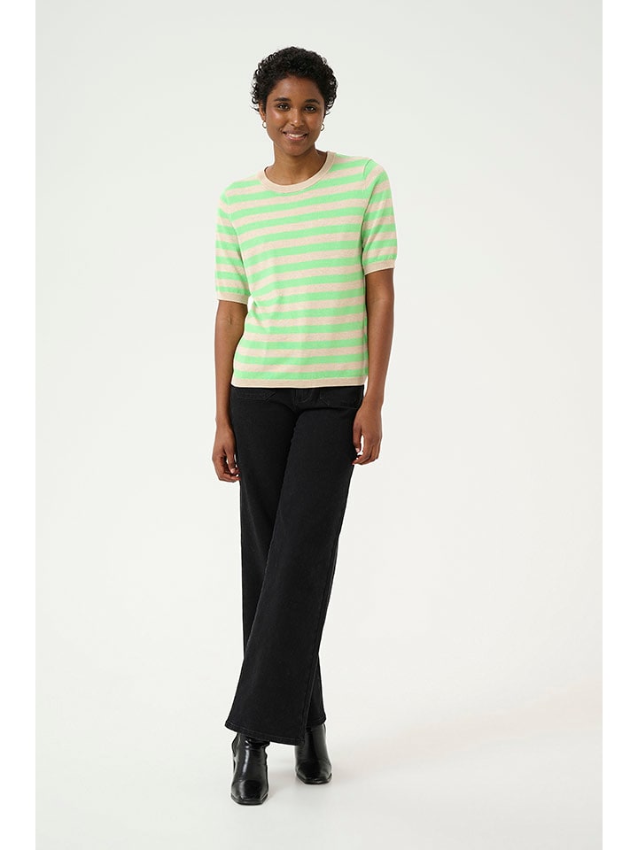 Kaffe Koszulka dzianinowa w kolorze beżowo-zielonym rozmiar: XL