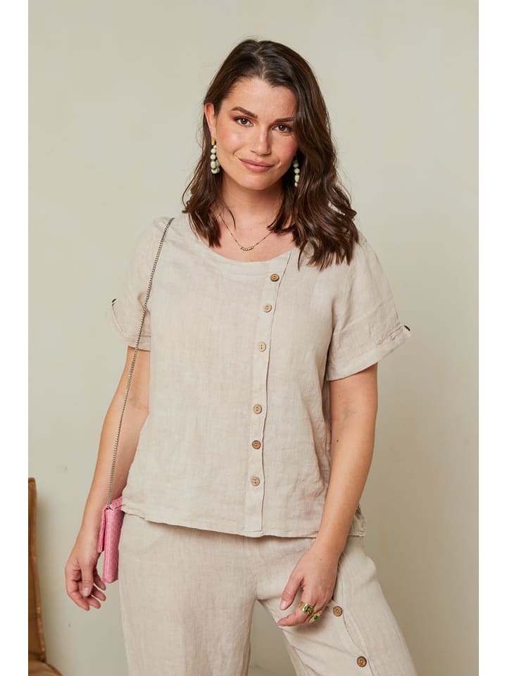 Curvy Lady Lniana koszulka w kolorze beżowym rozmiar: 40/42
