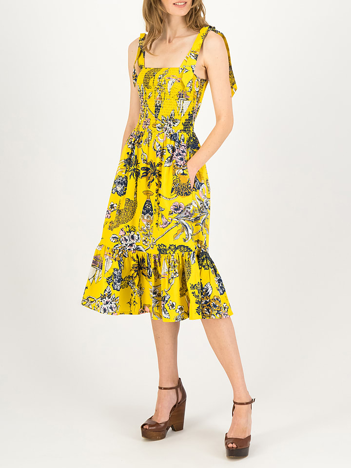 Blutsgeschwister Sukienka "Seaside Picknick Love" w kolorze żółto-czarnym rozmiar: L