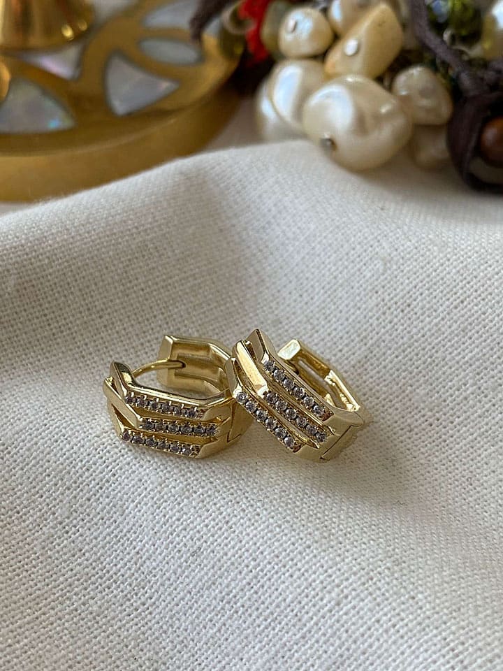 Luseera Pozłacane kolczyki-kreole z cyrkoniami rozmiar: onesize