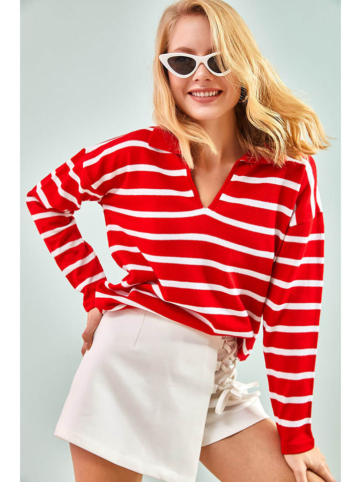 Bianco Lucci Sweter w kolorze czerwono-białym rozmiar: onesize