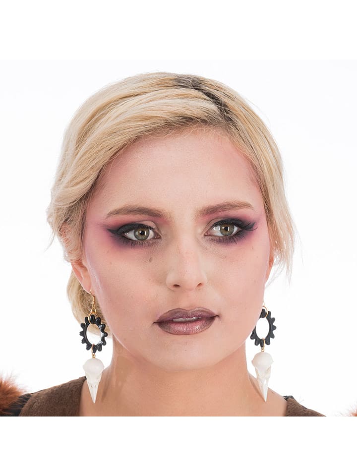 CHAKS Kolczyki "Raven Head" w kolorze czarno-białym rozmiar: onesize