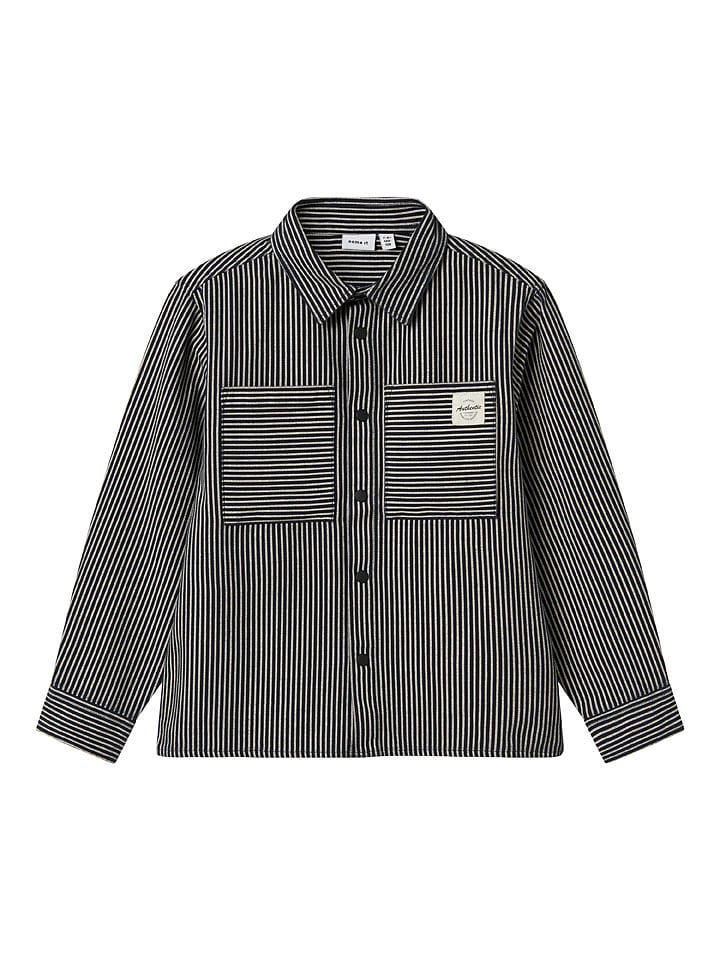 name it Koszula "Povenan" w kolorze beżowo-czarnym rozmiar: 158/164