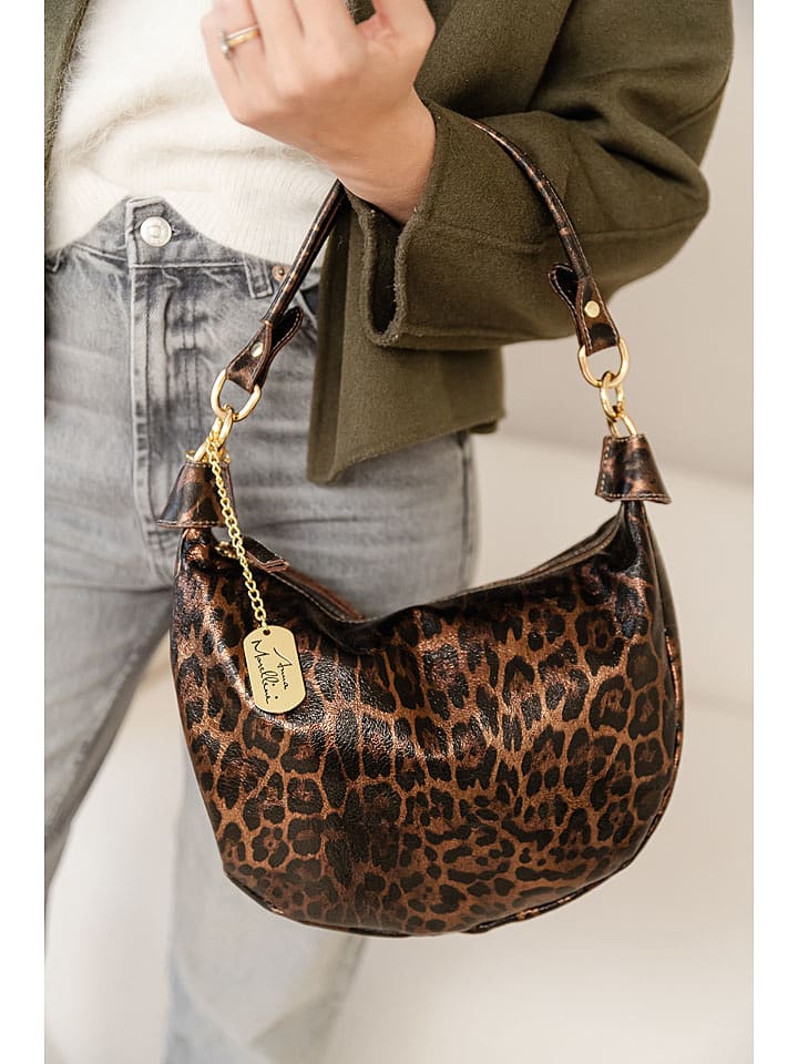 Anna Morellini Skórzana torebka "Crocifissa" w kolorze beżowo-brązowym - 29 x 23 x 10 cm rozmiar: onesize