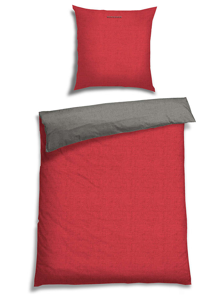 Schiesser Komplet pościeli renforcé w kolorze antracytowo-czerwonym rozmiar: 135x200 cm